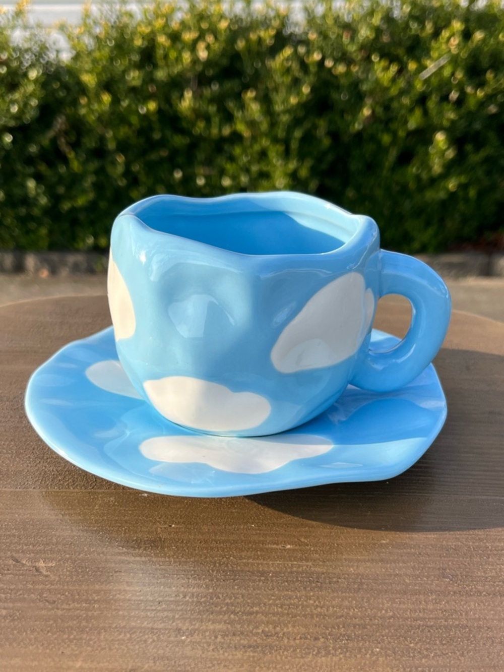 Sky and Clouds, Blue and White Cup & Saucer